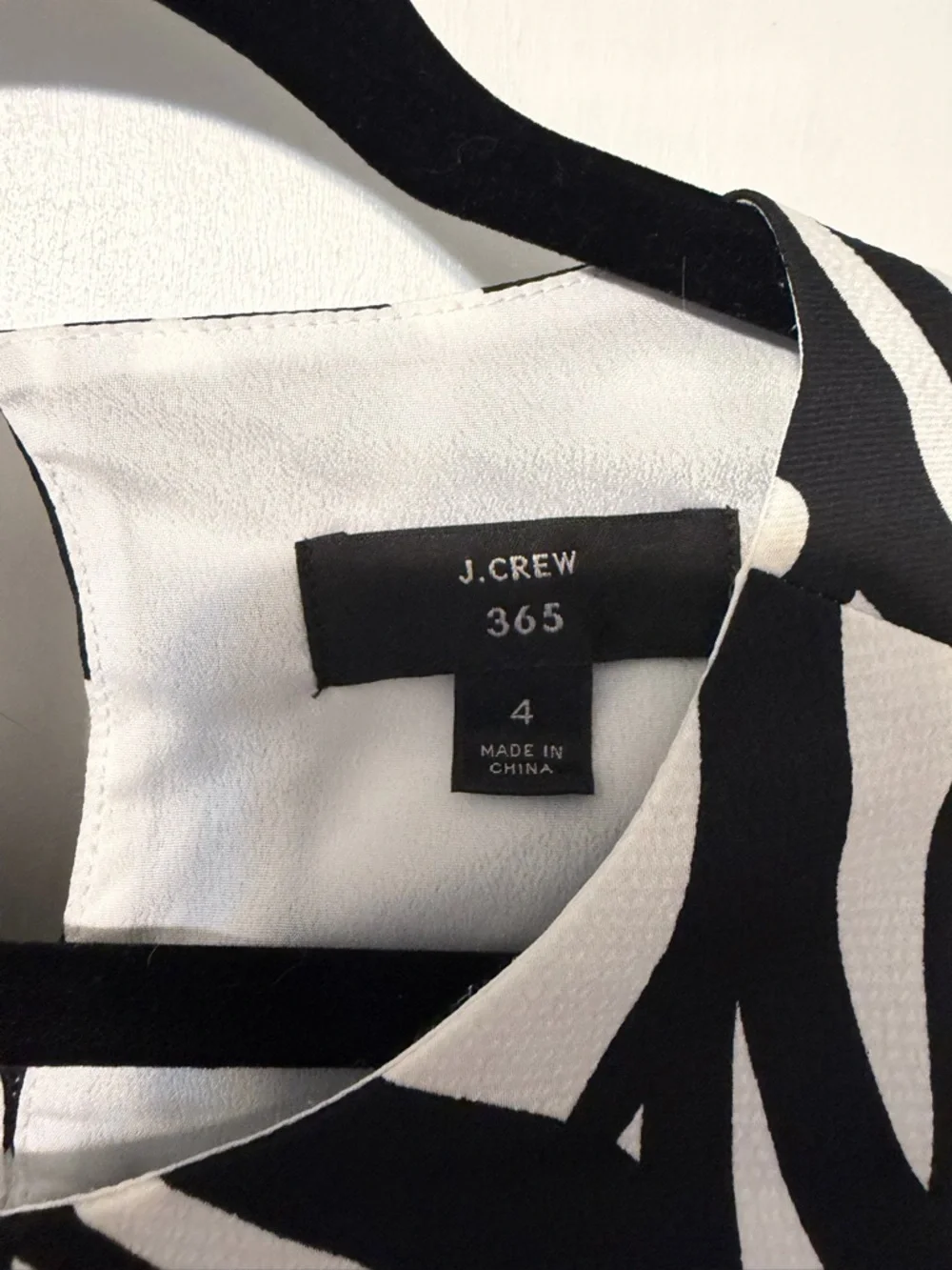 J. Crew Black and White Abstract Short Sleeve Blouse